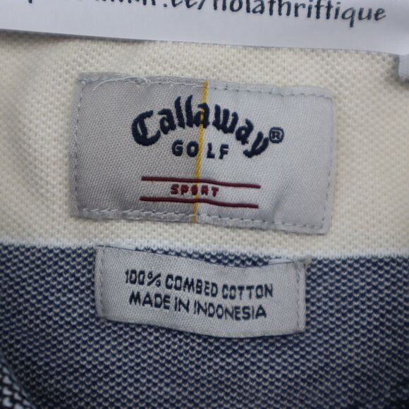 Callaway Shirt Mens L Gray Multicolor Striped Polo Sport Short Sleeve LOGO - Picture 2 of 16